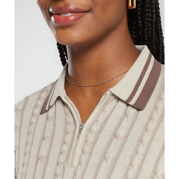 Gymshark Rest Day Cable Knit Pullover Sweater 1/4 Zip Beige Tan Womens Sz Small - Picture 5 of 13